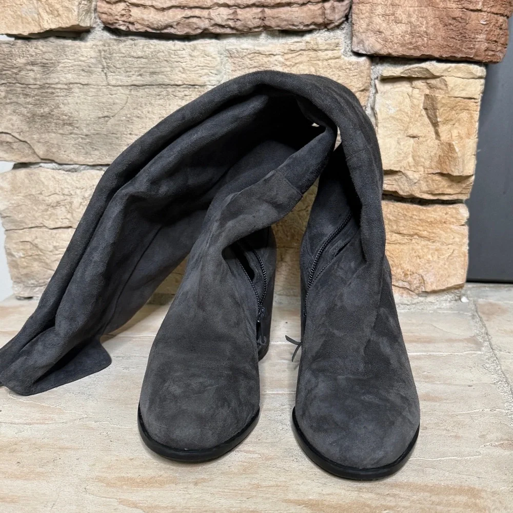 Stuart Weitzman‎ Alljack Over The Knee Boots Slate Gray Suede Sz 7.5M